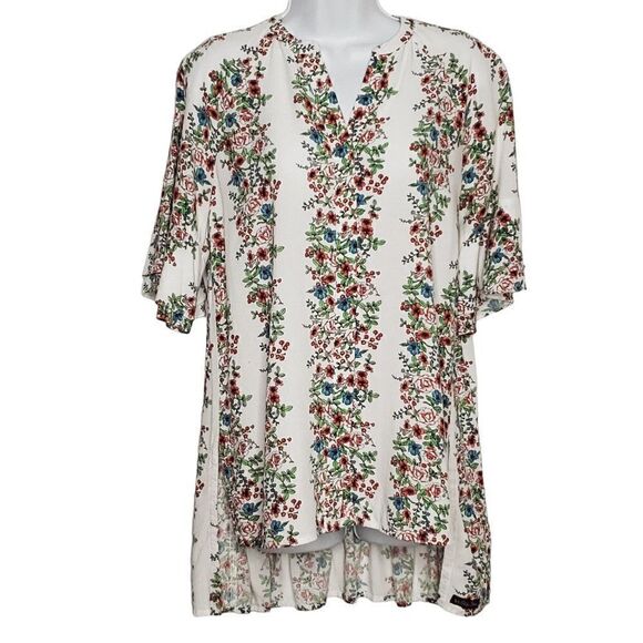 Matilda Jane White Floral Short Sleeve Ruffle Shirt Our Atlas Peasant Boho XS - Picture 1 of 4